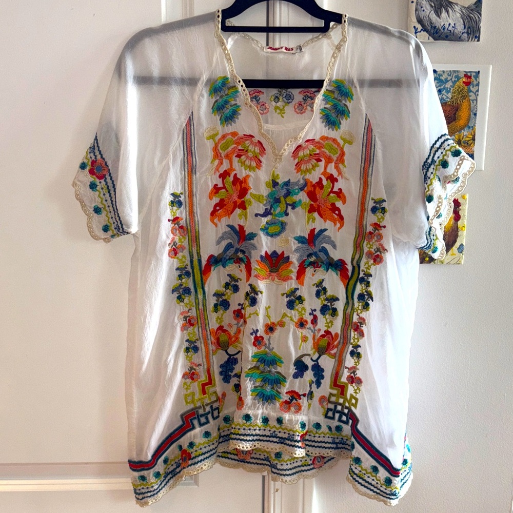 JOHNNY WAS Blue Sky Top, Size L